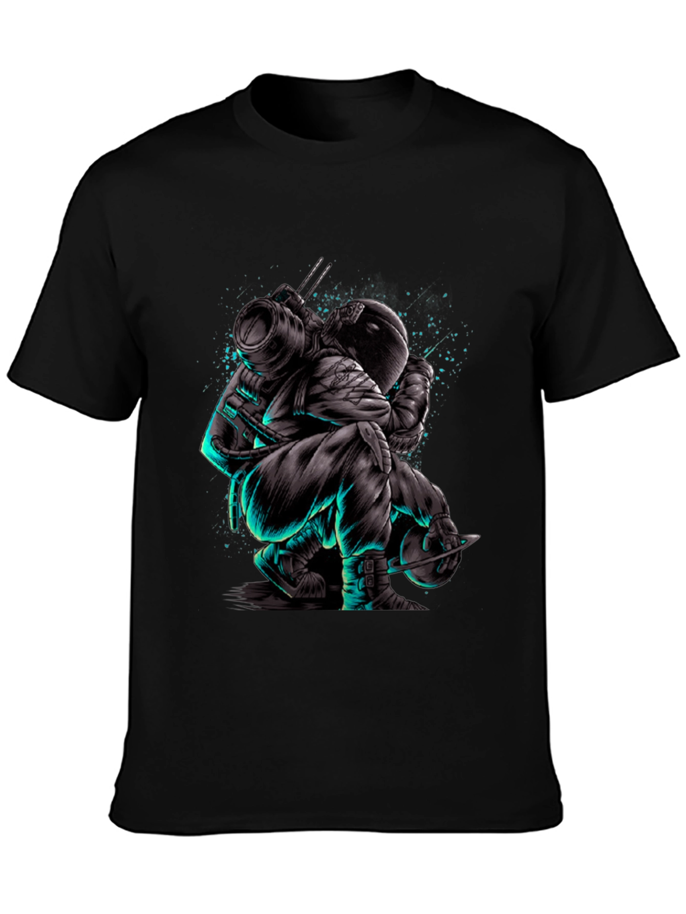Astronaut Graphic Print T-Shirt - Black