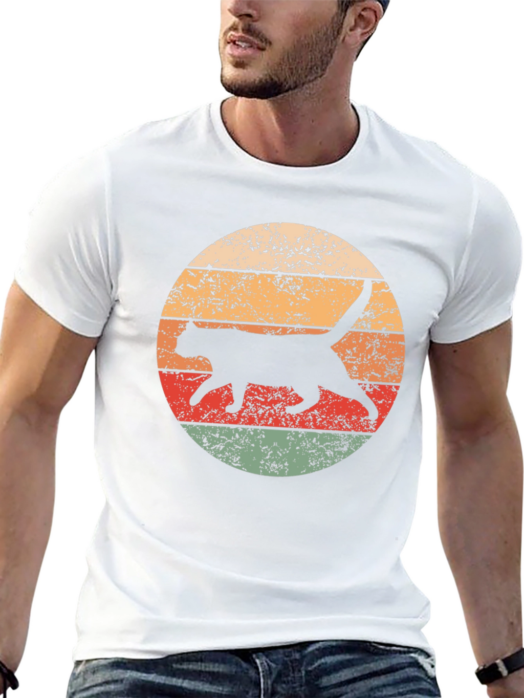 Retro Cat Graphic T-Shirt - Cool Feline Design