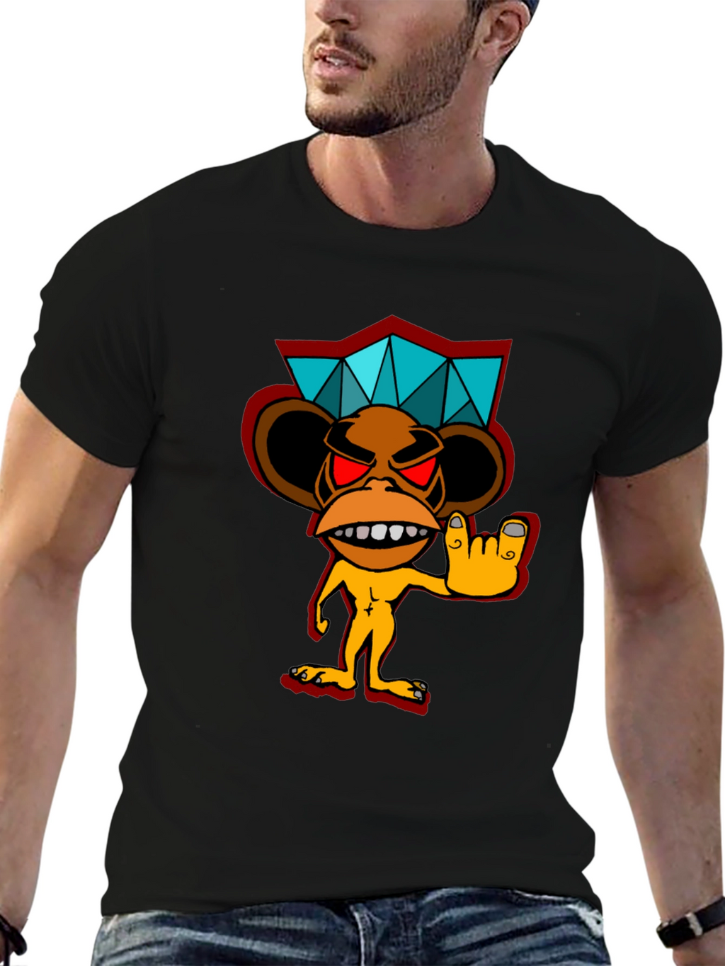 Cool Monkey Graphic Black T-Shirt