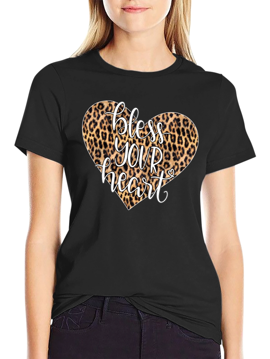 Bless Your Heart Leopard Print Graphic Tee