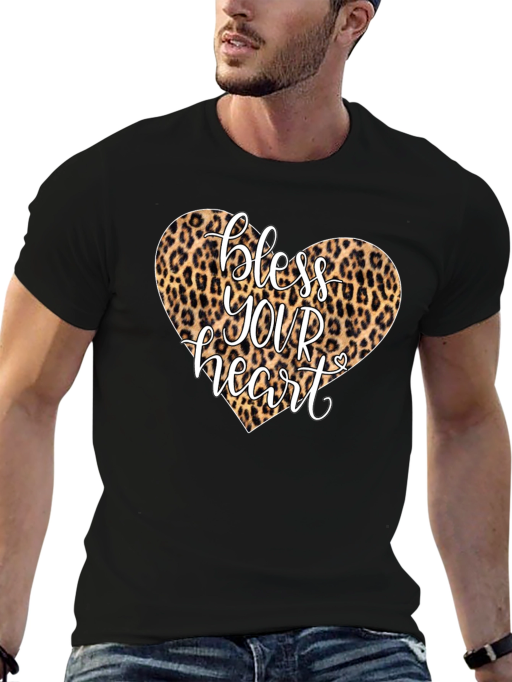 Bless Your Heart Leopard Print Graphic Tee