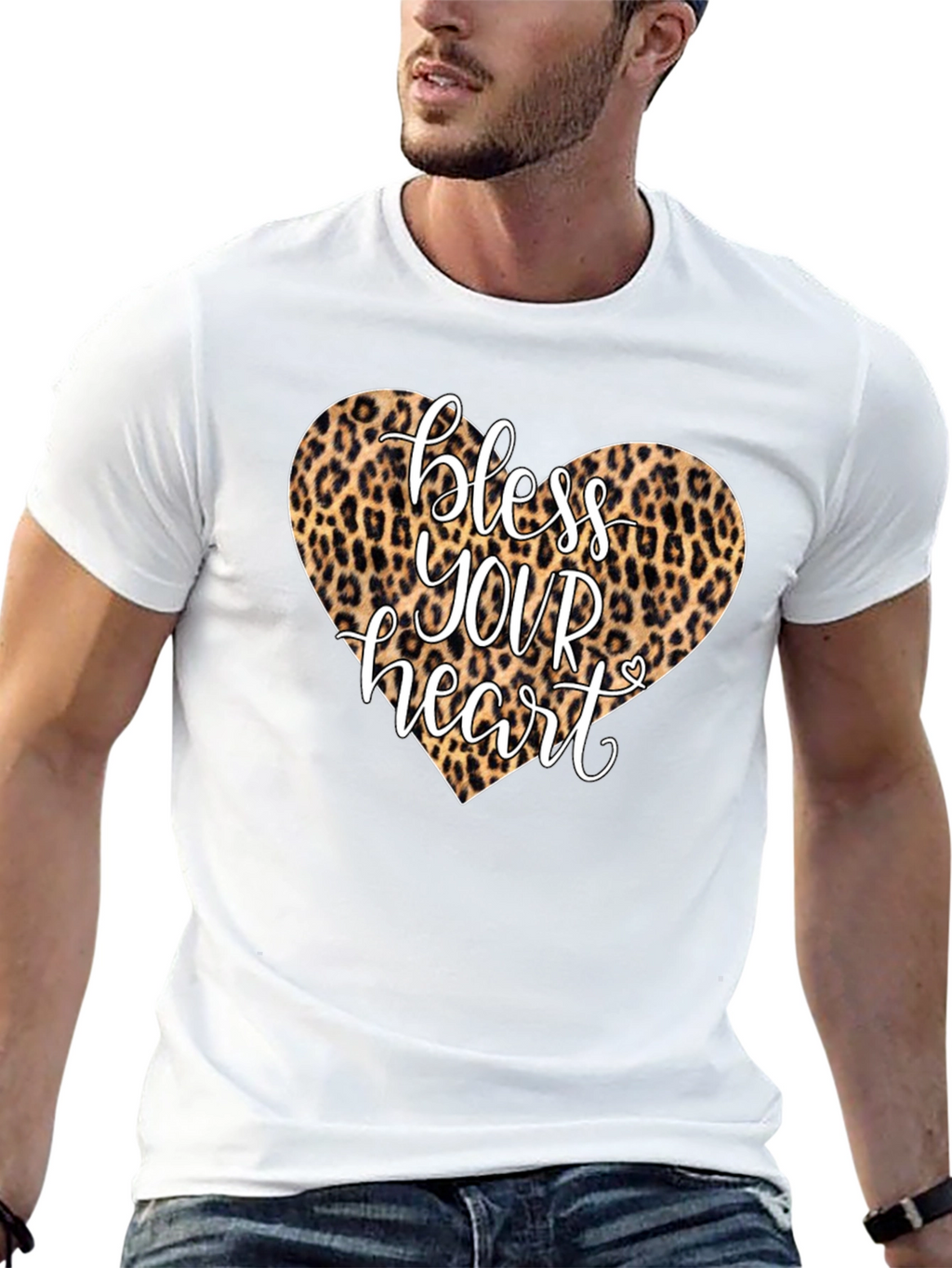 Bless Your Heart Leopard Print Graphic Tee