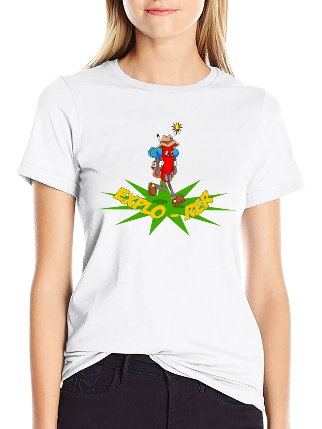 Explorer Cartoon T-Shirt - Black Cotton Adventure Tee