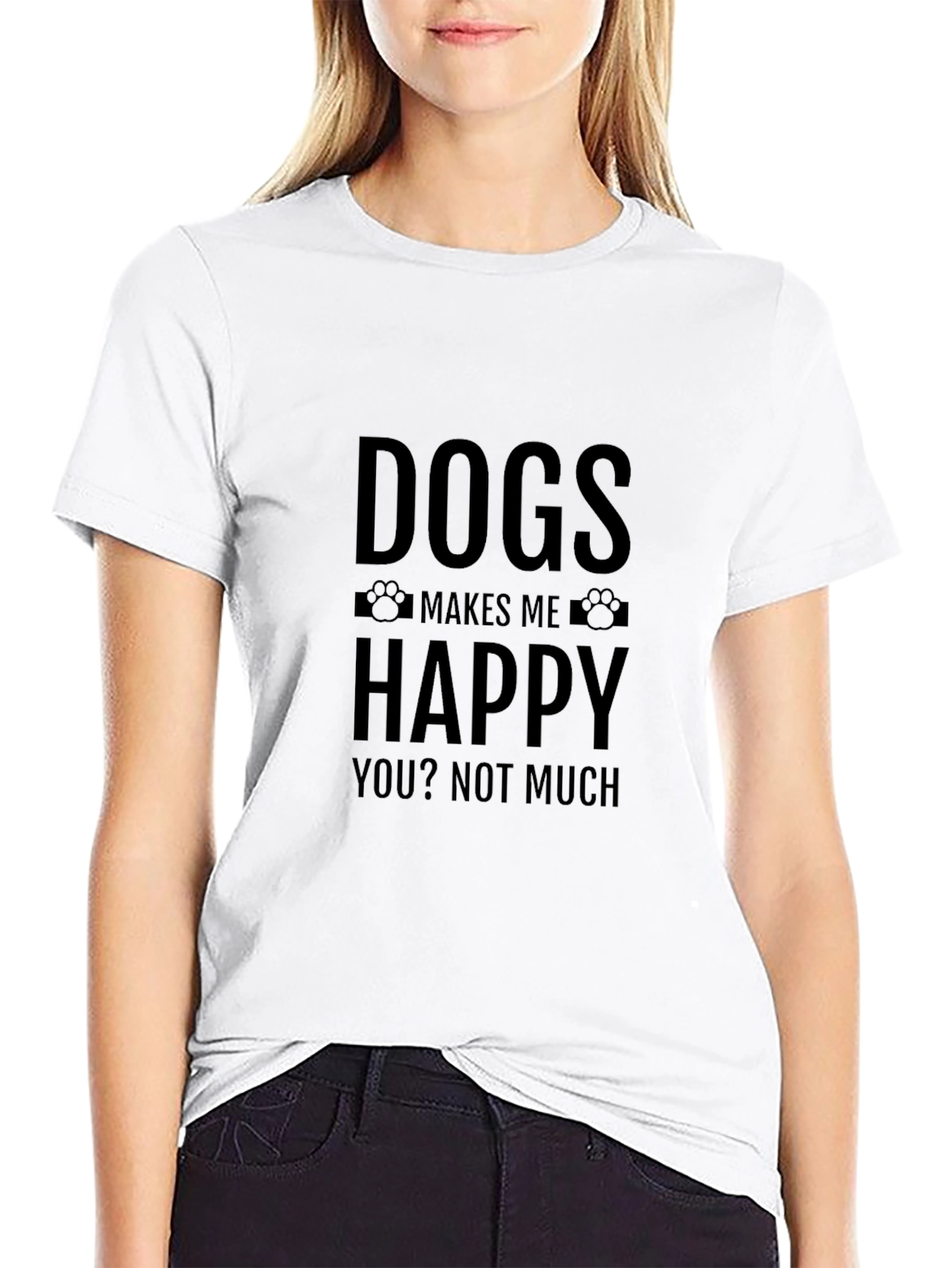 Dogs Make Me Happy Graphic Tee - Black