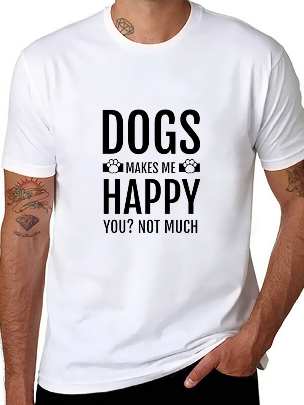 Dogs Make Me Happy Graphic Tee - Black