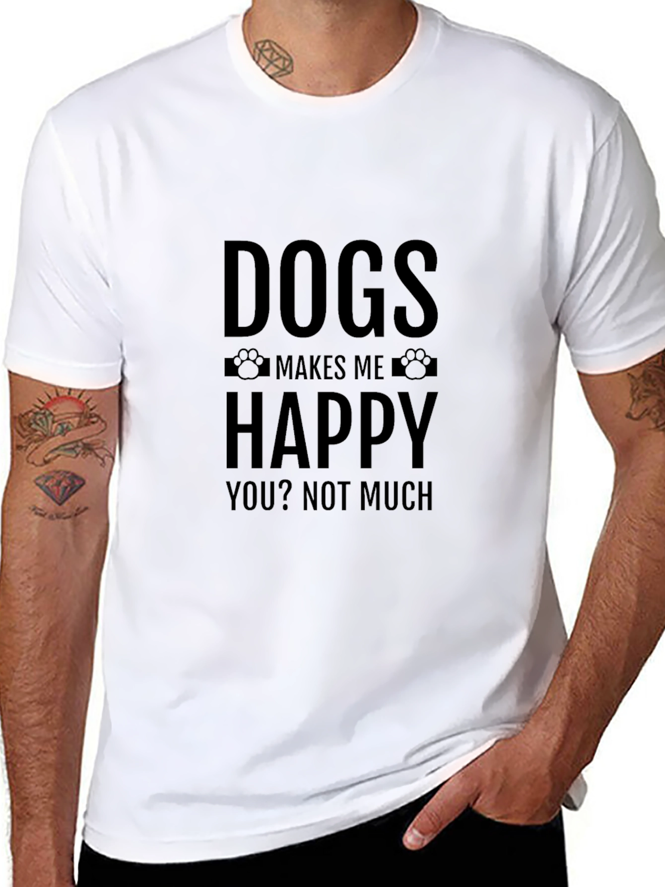 Dogs Make Me Happy Graphic Tee - Black