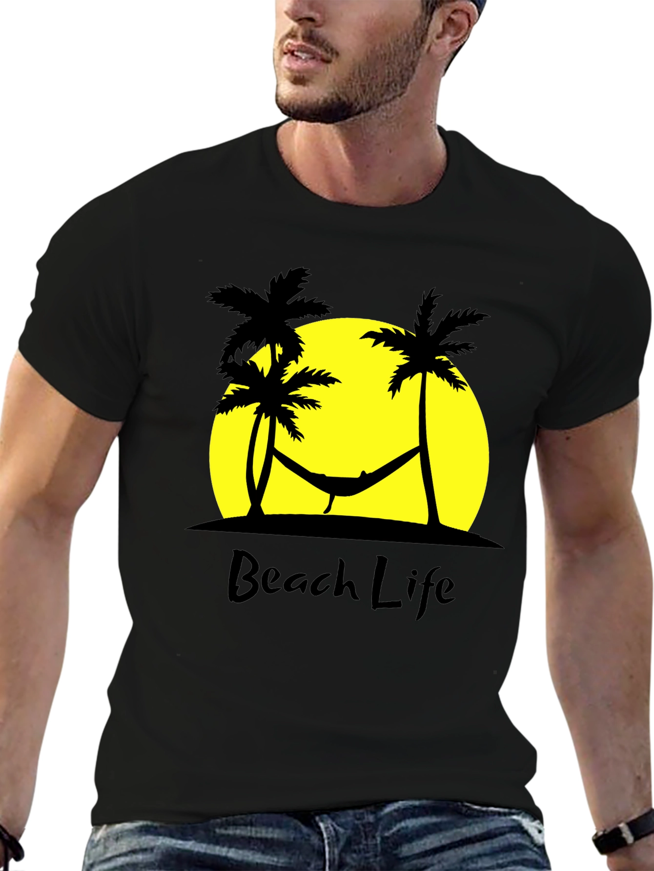 Beach Life T-Shirt Palm Tree Hammock Relax Summer Vacation Tee