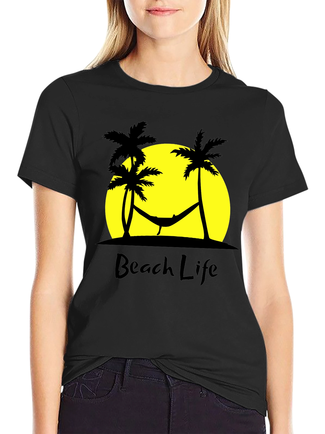 Beach Life T-Shirt Palm Tree Hammock Relax Summer Vacation Tee