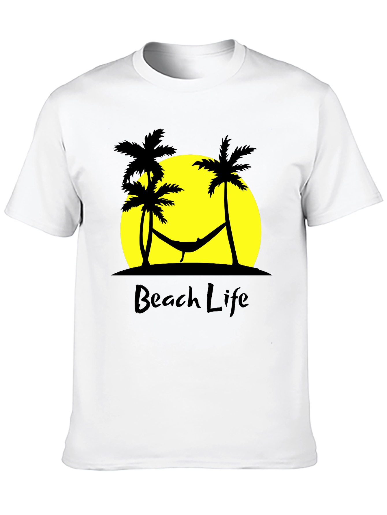 Beach Life T-Shirt Palm Tree Hammock Relax Summer Vacation Tee