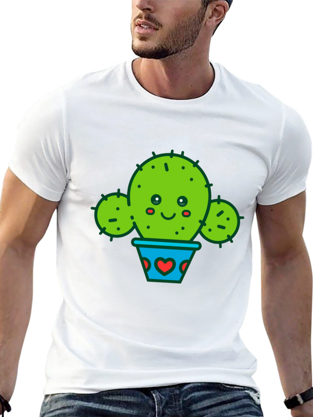 Cute Cactus in Pot Black T-Shirt