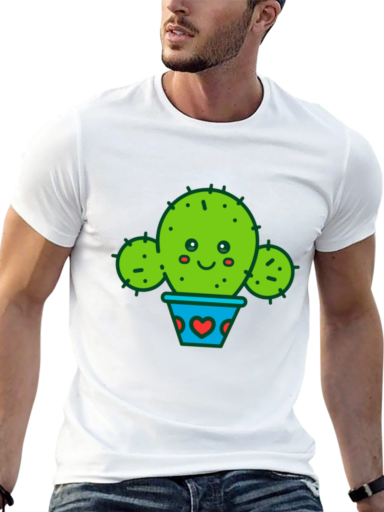 Cute Cactus in Pot Black T-Shirt