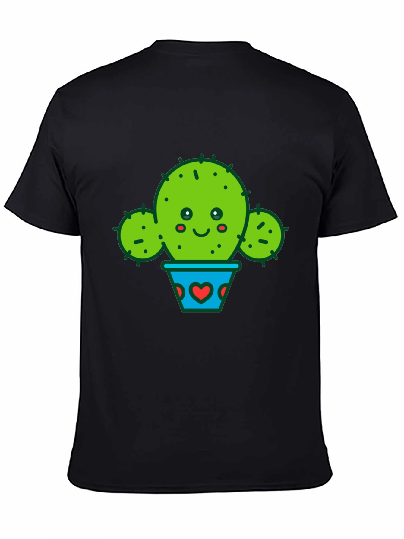 Cute Cactus in Pot Black T-Shirt