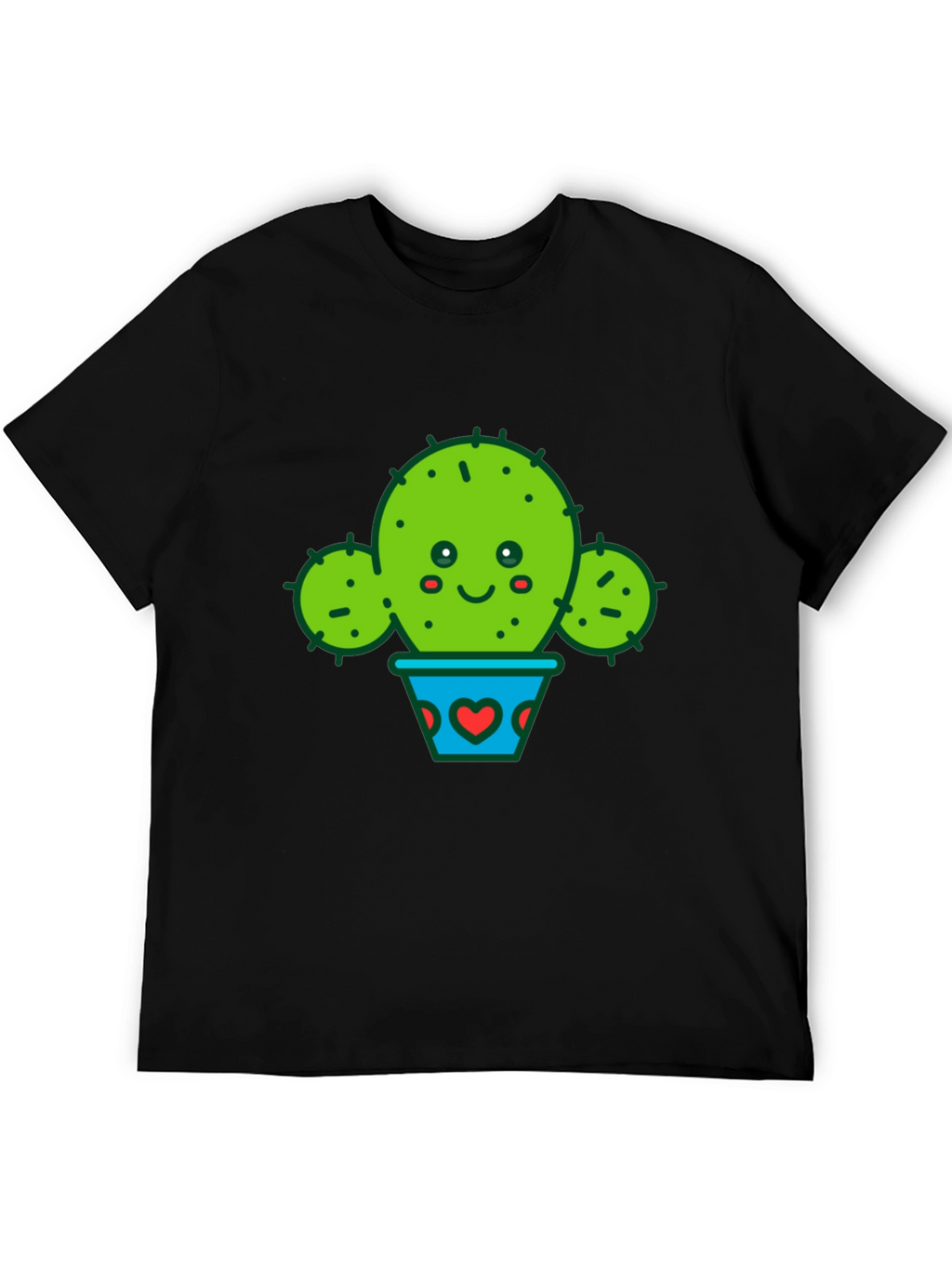 Cute Cactus in Pot Black T-Shirt