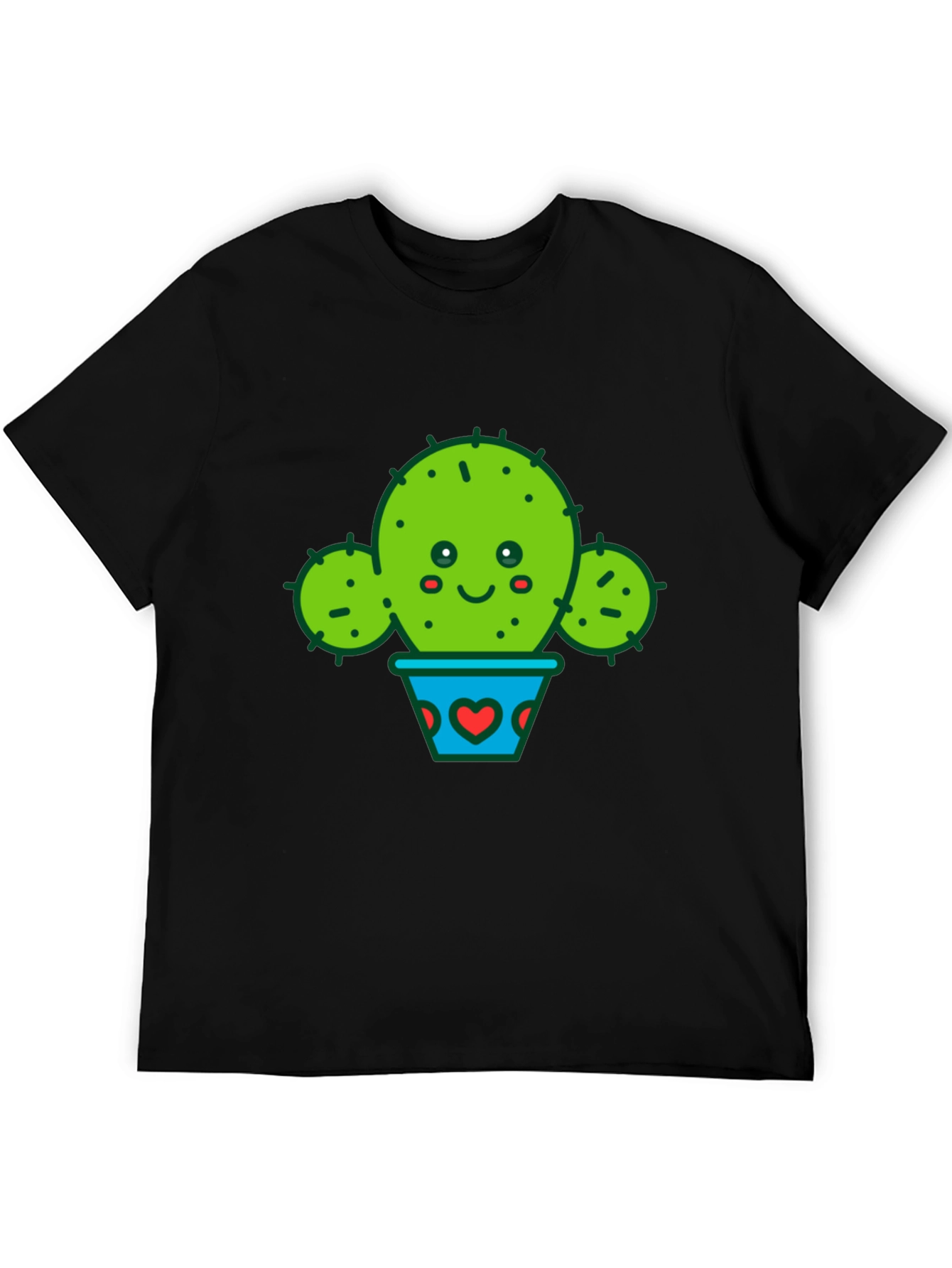 Cute Cactus in Pot Black T-Shirt