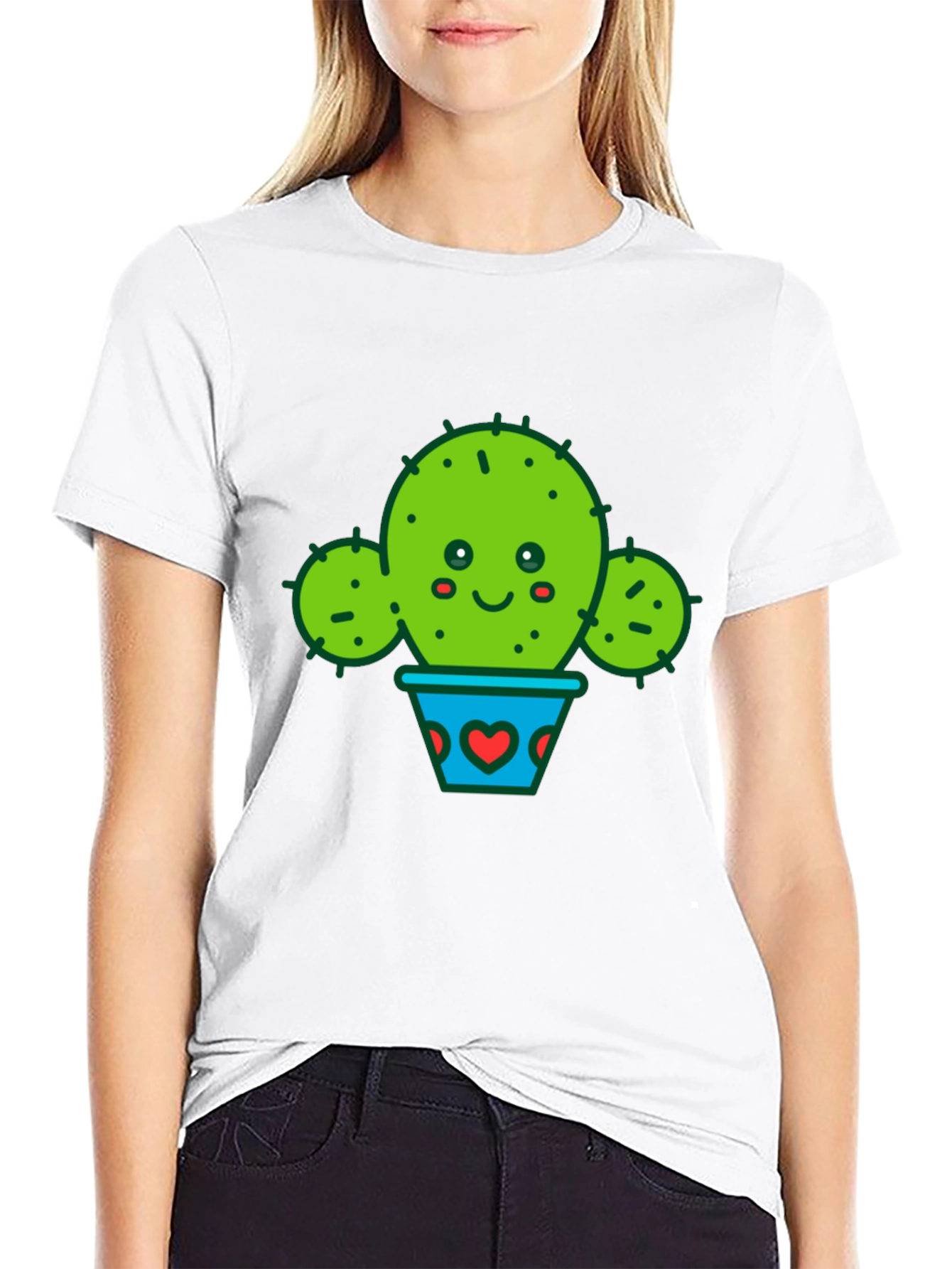 Cute Cactus in Pot Black T-Shirt