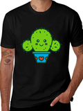 Cute Cactus in Pot Black T-Shirt