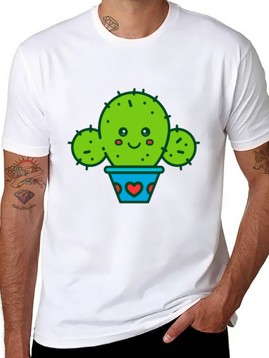 Cute Cactus in Pot Black T-Shirt