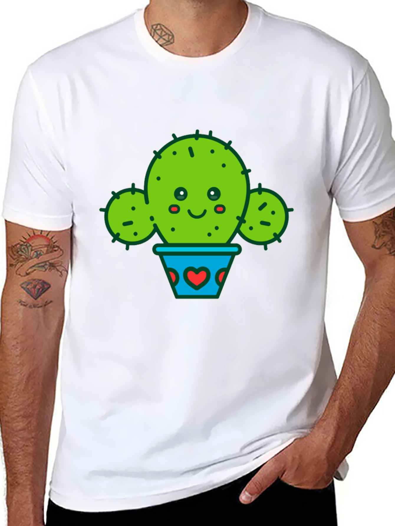 Cute Cactus in Pot Black T-Shirt