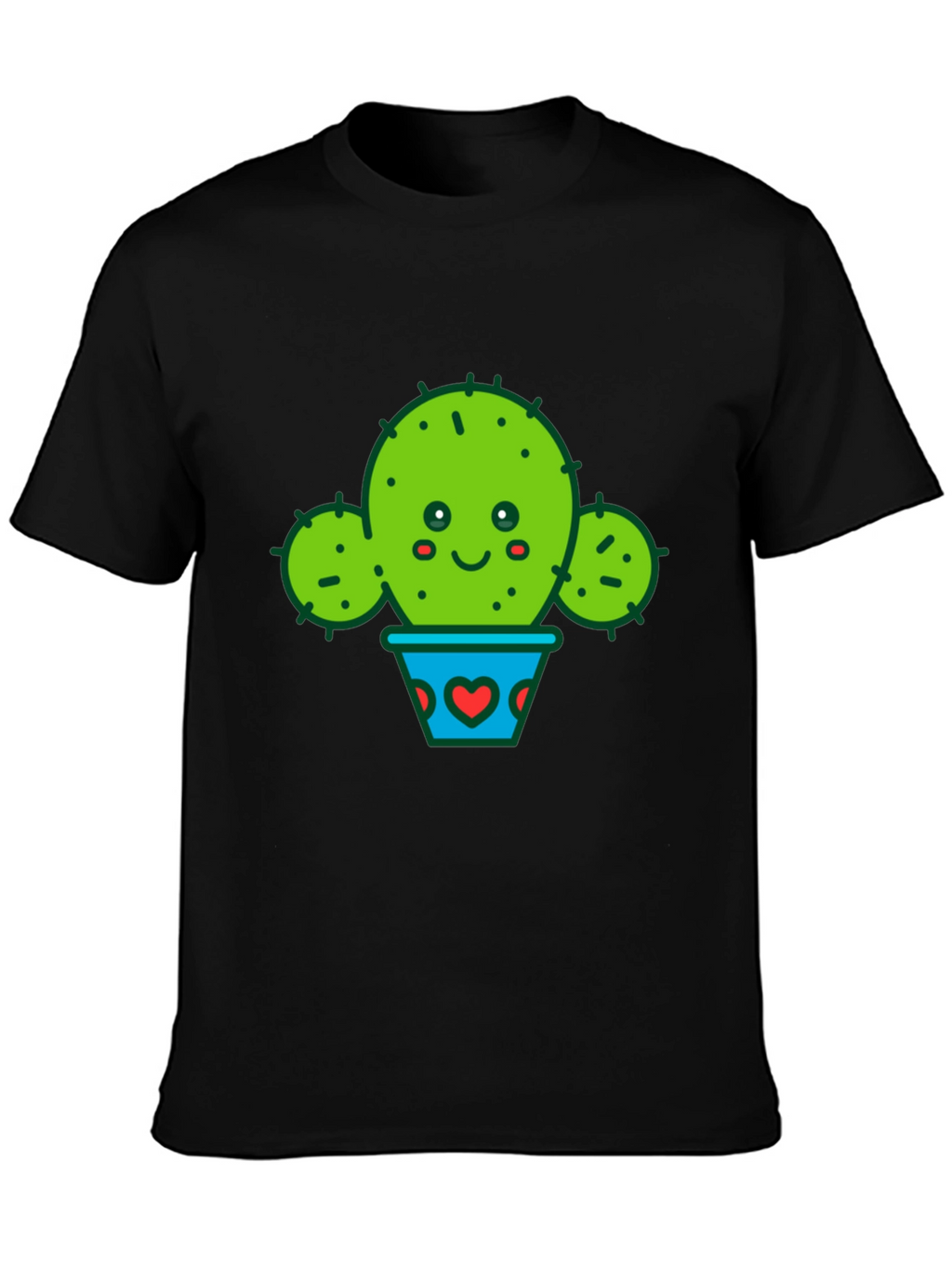 Cute Cactus in Pot Black T-Shirt