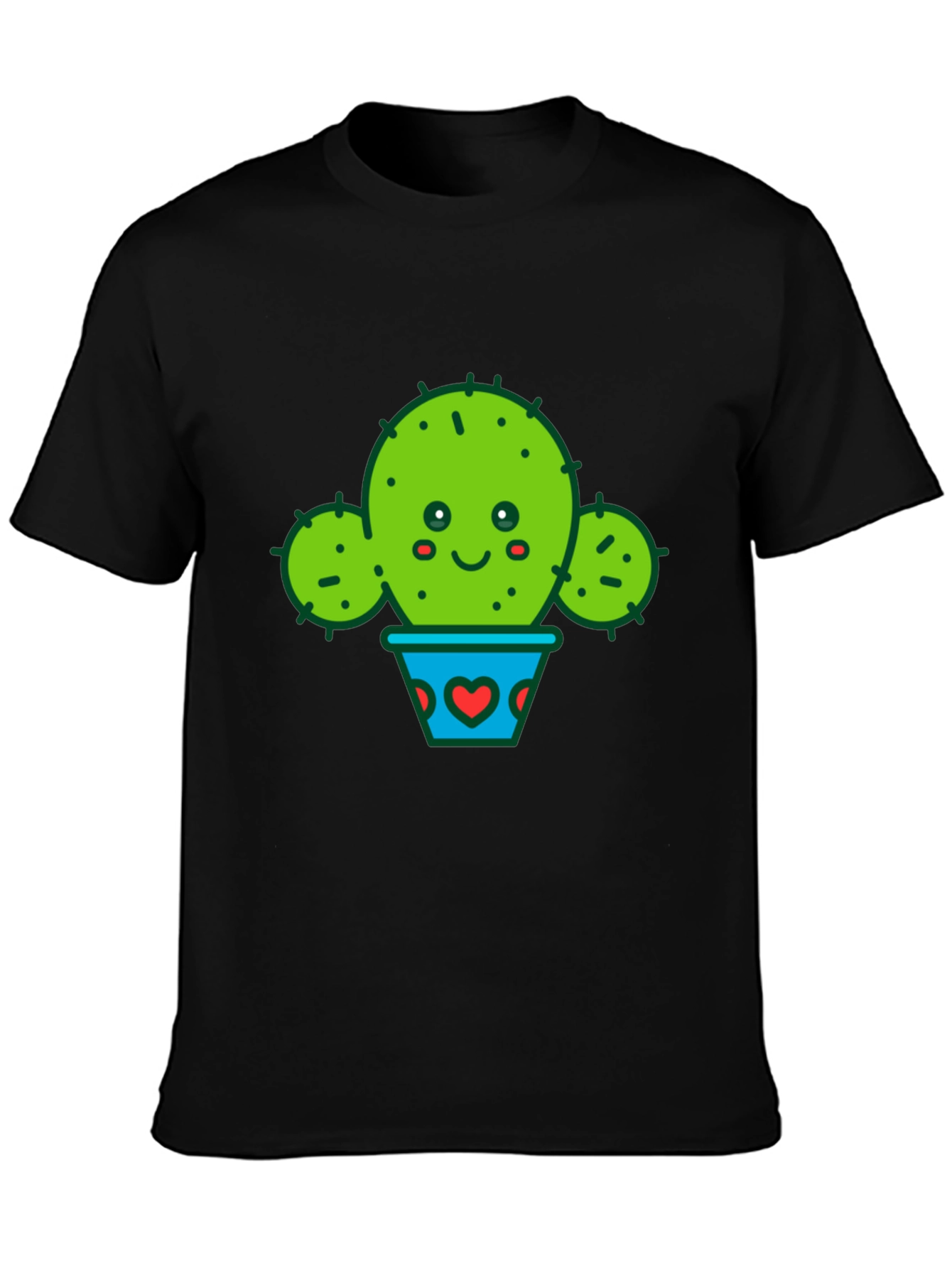 Cute Cactus in Pot Black T-Shirt