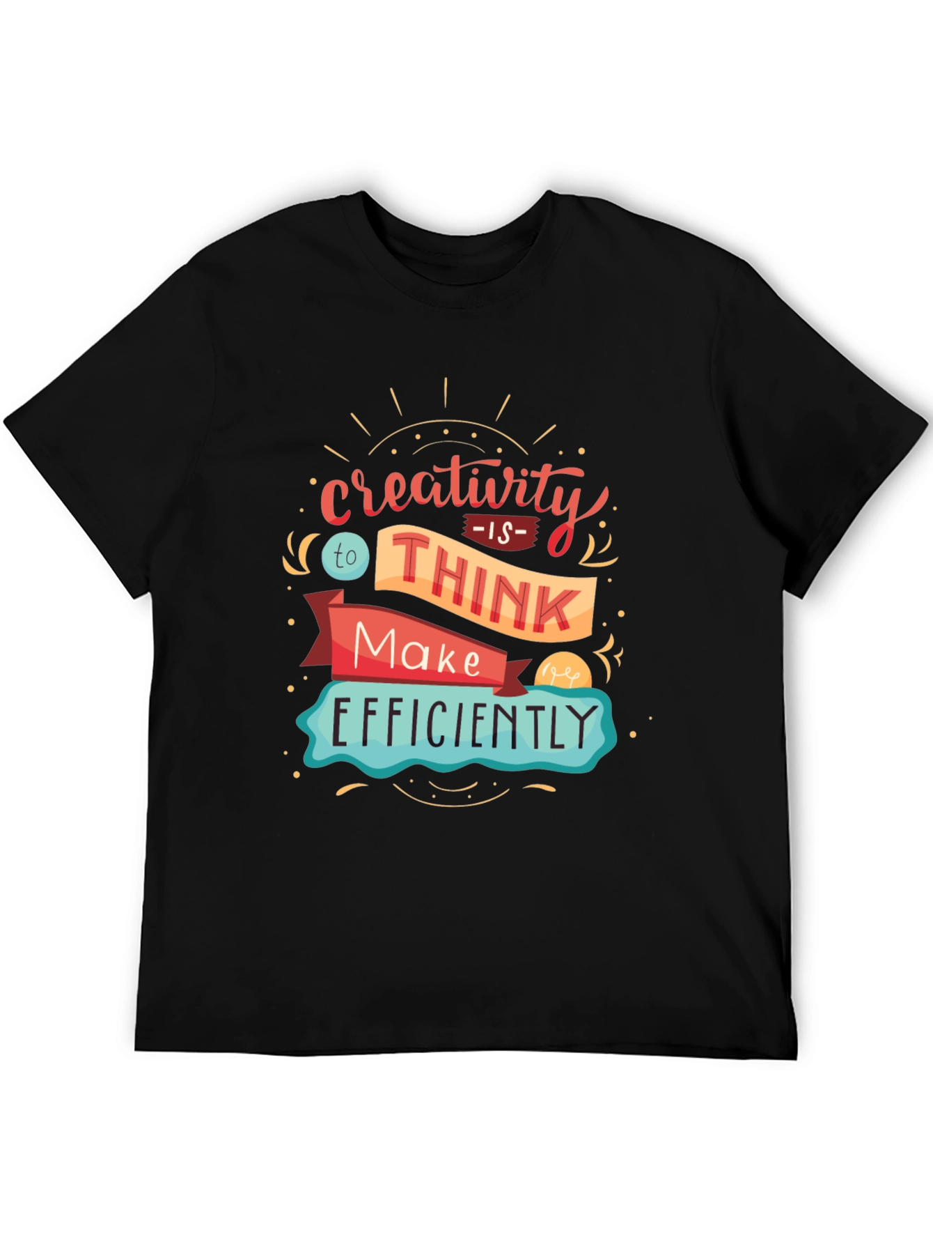 Creativity Quote Graphic Print Black T-Shirt