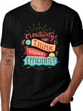 Creativity Quote Graphic Print Black T-Shirt