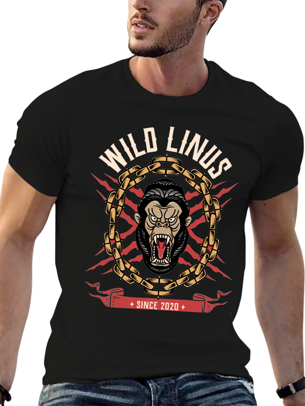 Wild Linus Graphic T-Shirt - Gorilla Design