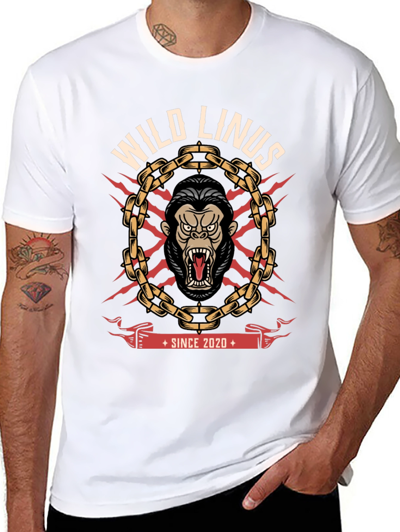 Wild Linus Graphic T-Shirt - Gorilla Design