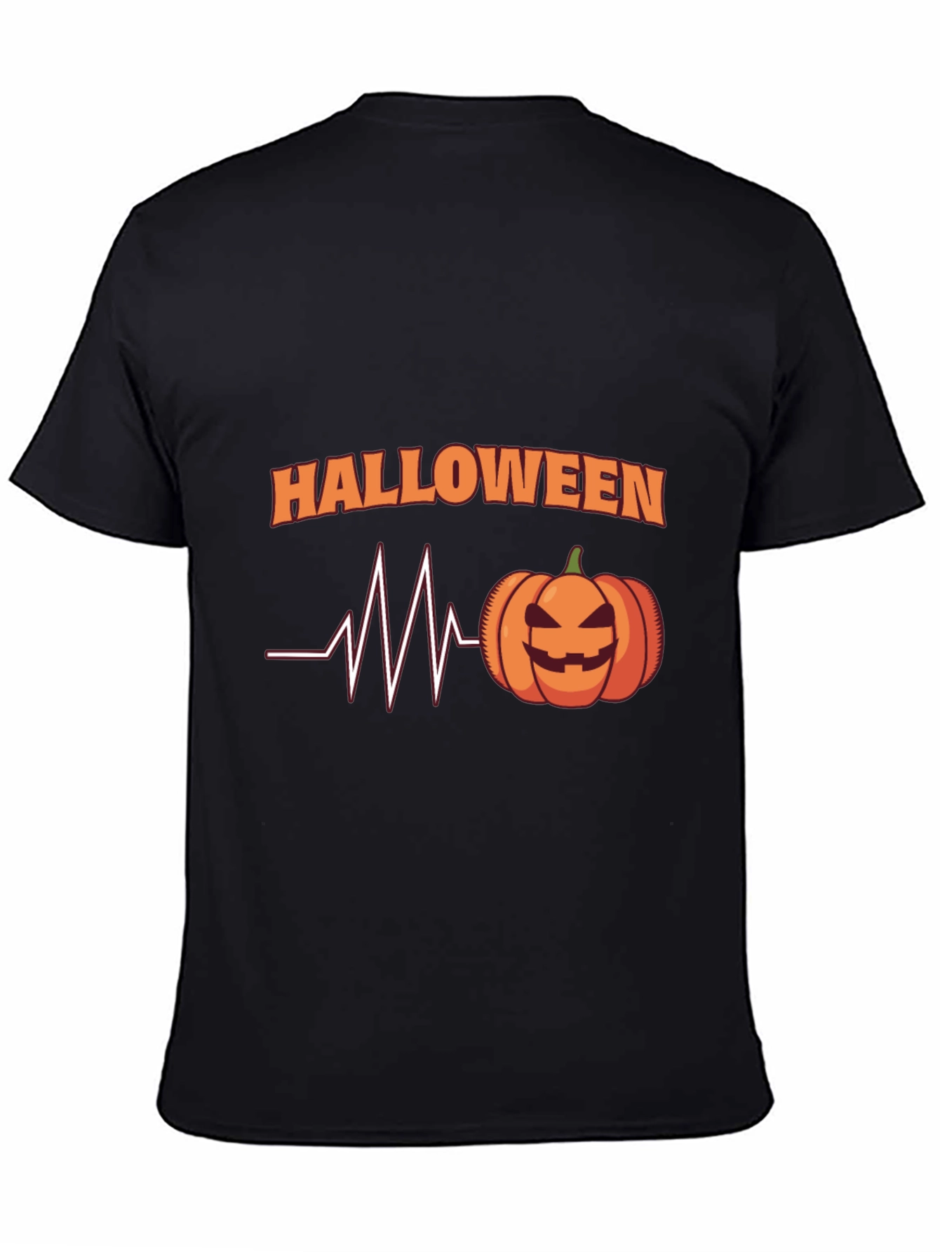 Halloween Heartbeat Pumpkin Black T-Shirt