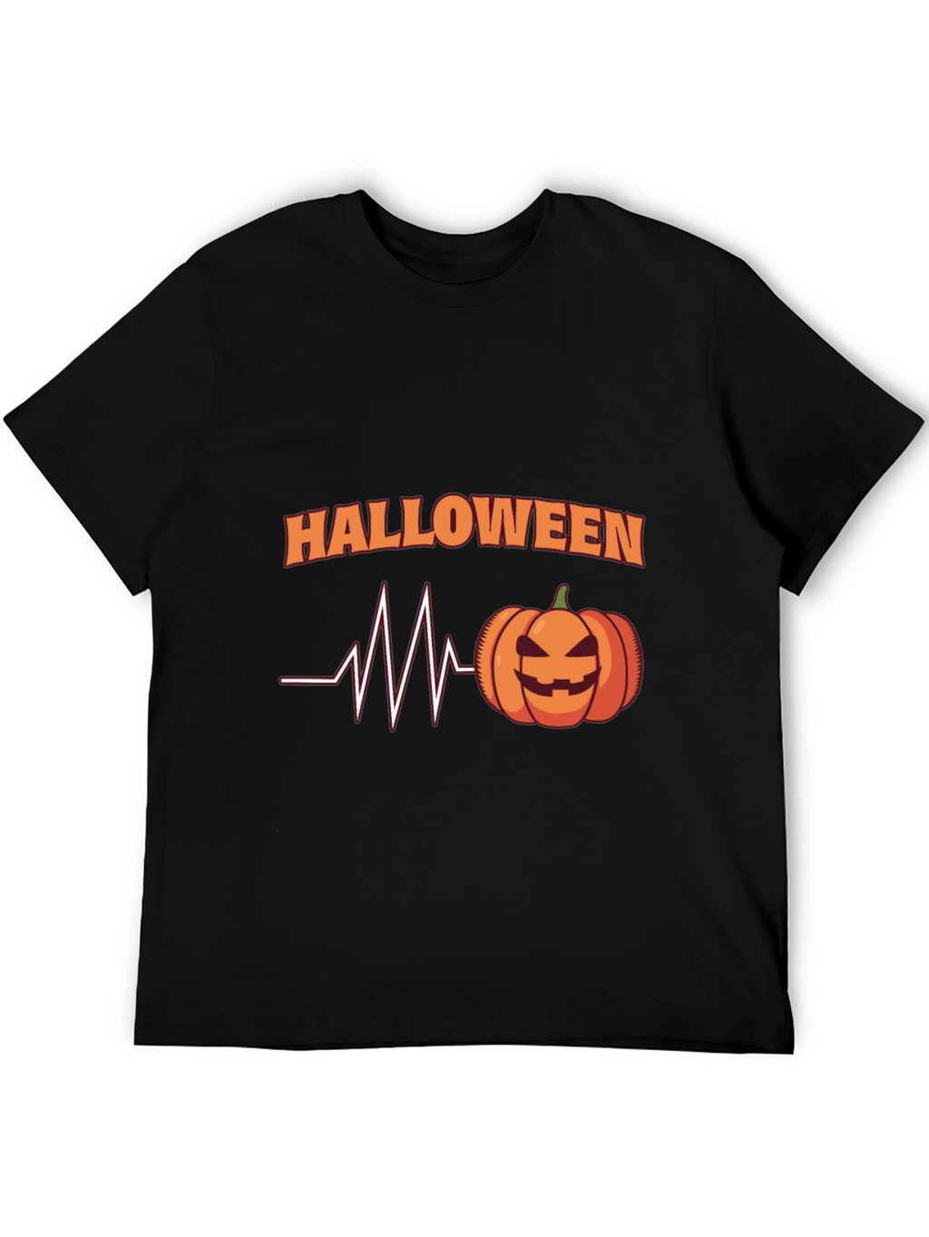 Halloween Heartbeat Pumpkin Black T-Shirt