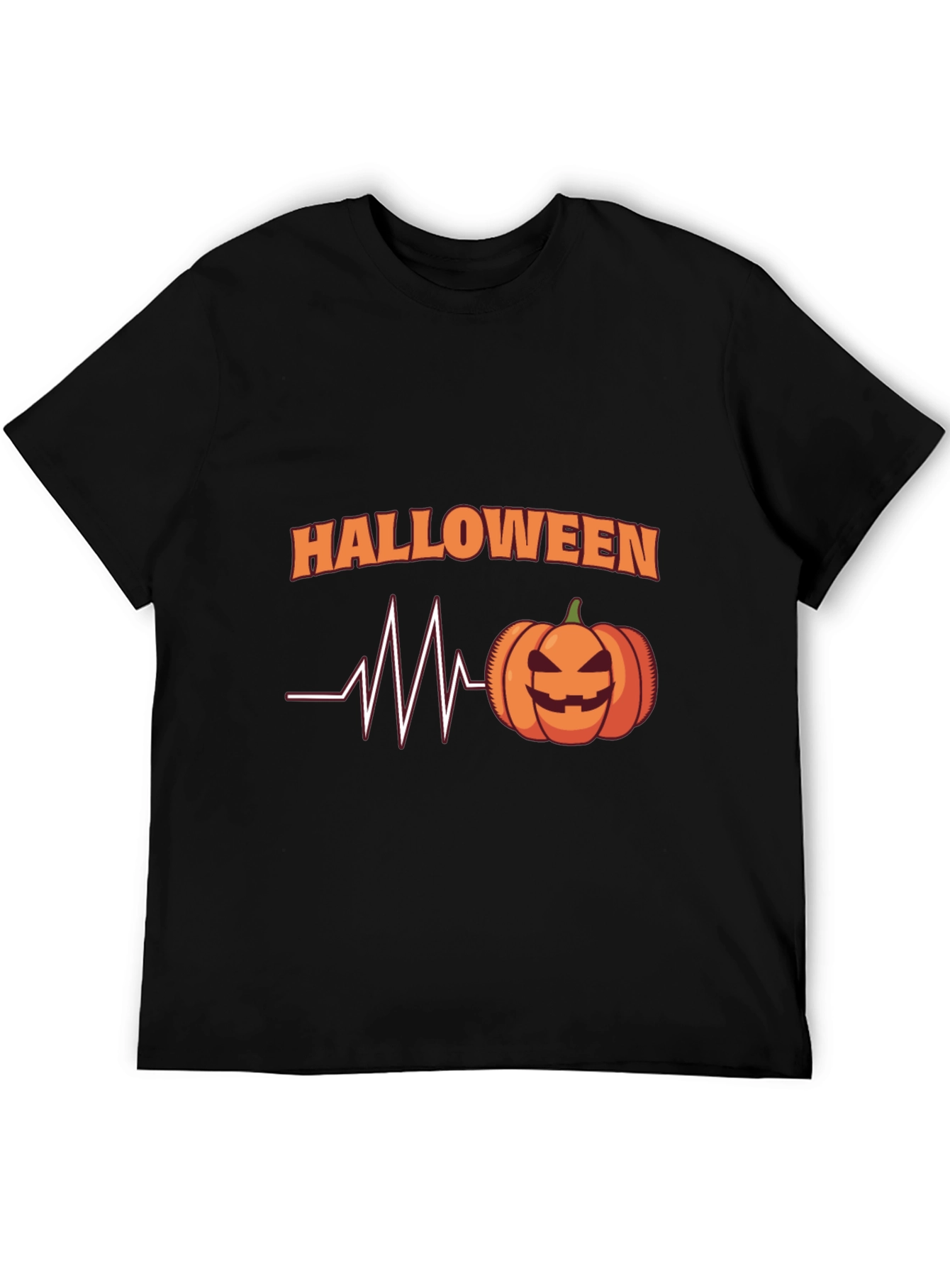 Halloween Heartbeat Pumpkin Black T-Shirt