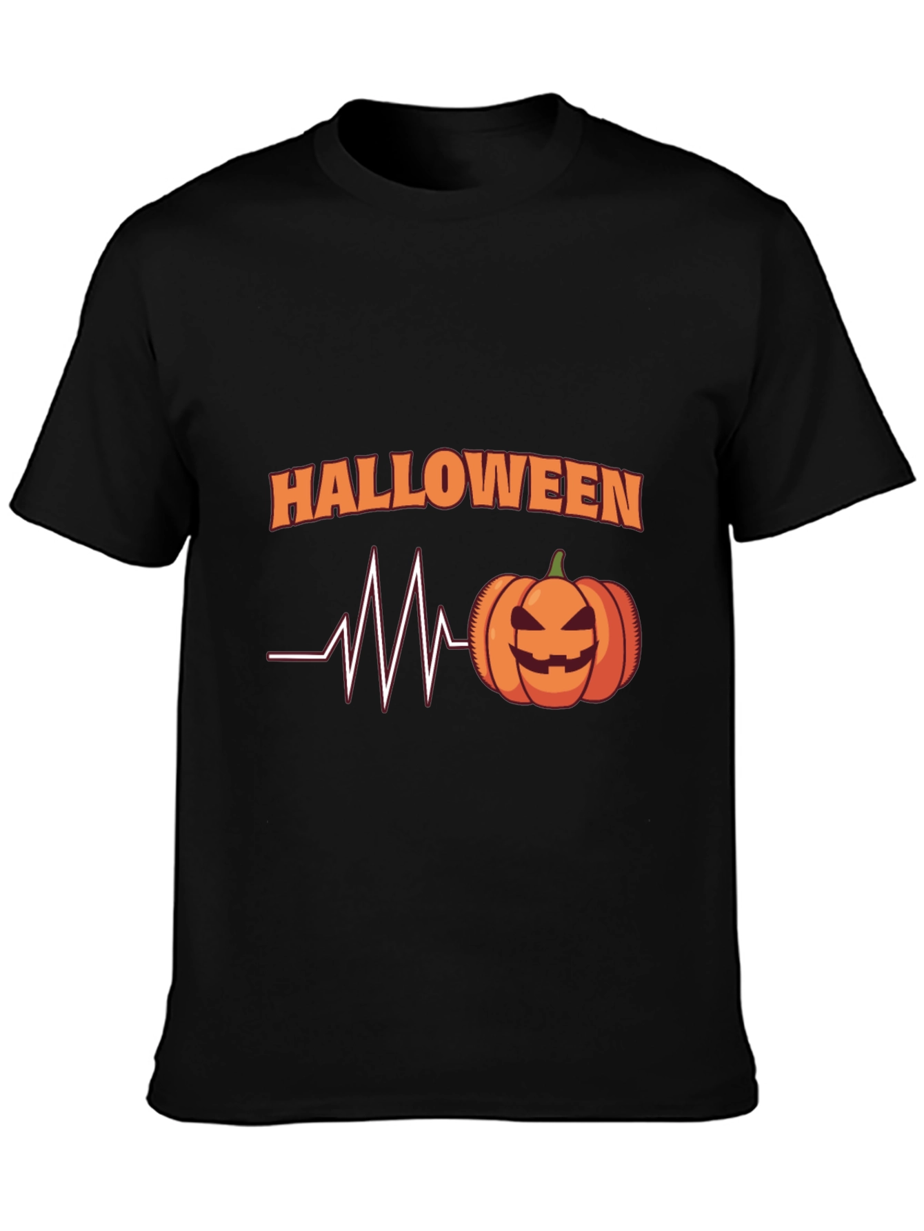 Halloween Heartbeat Pumpkin Black T-Shirt