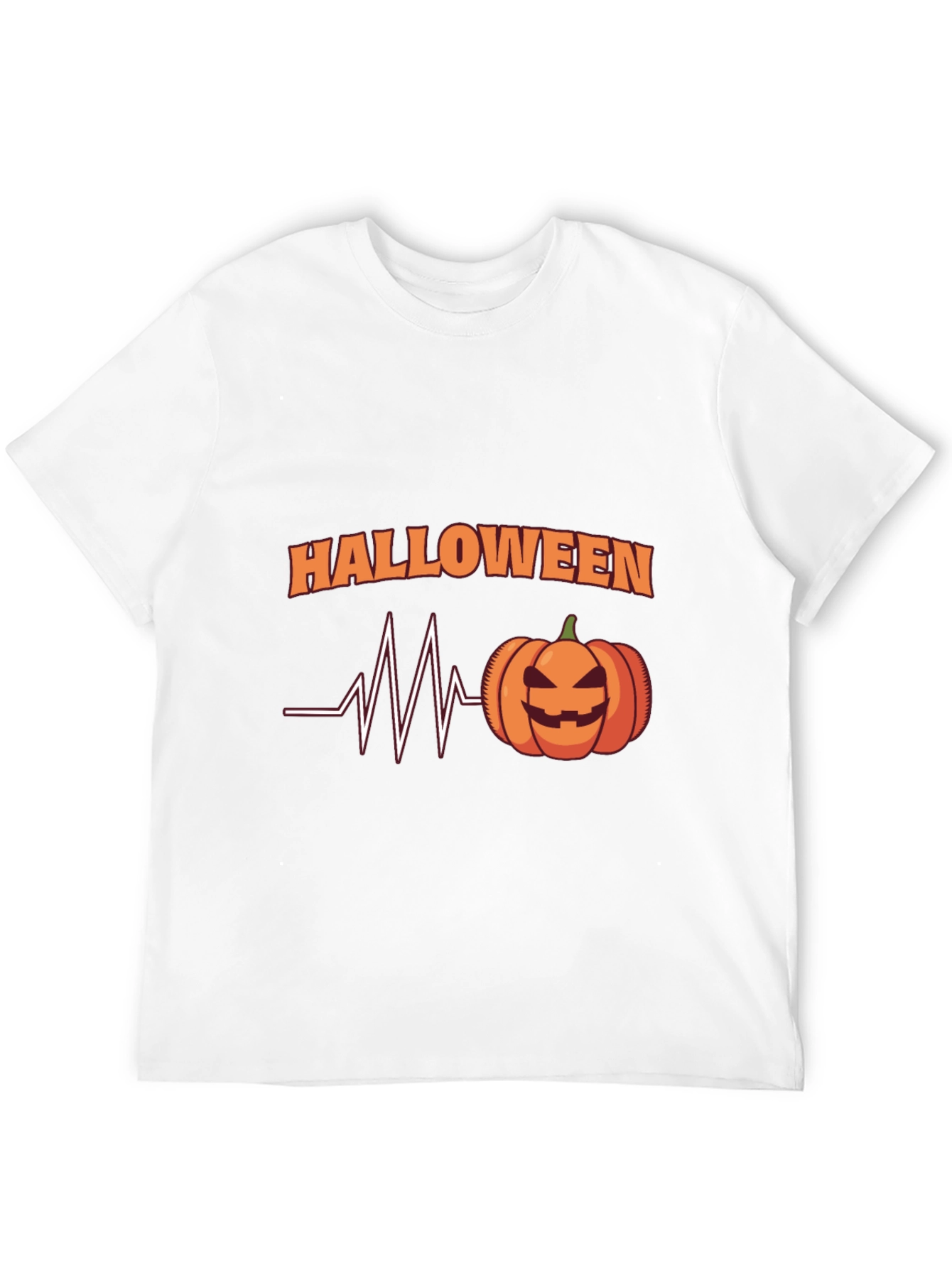 Halloween Heartbeat Pumpkin Black T-Shirt