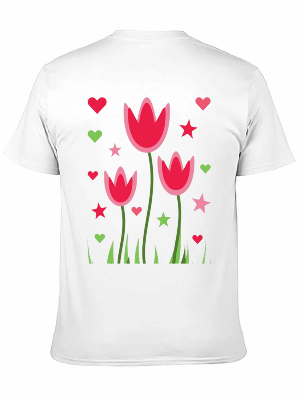 Floral Heart Star Print Black Casual T-Shirt