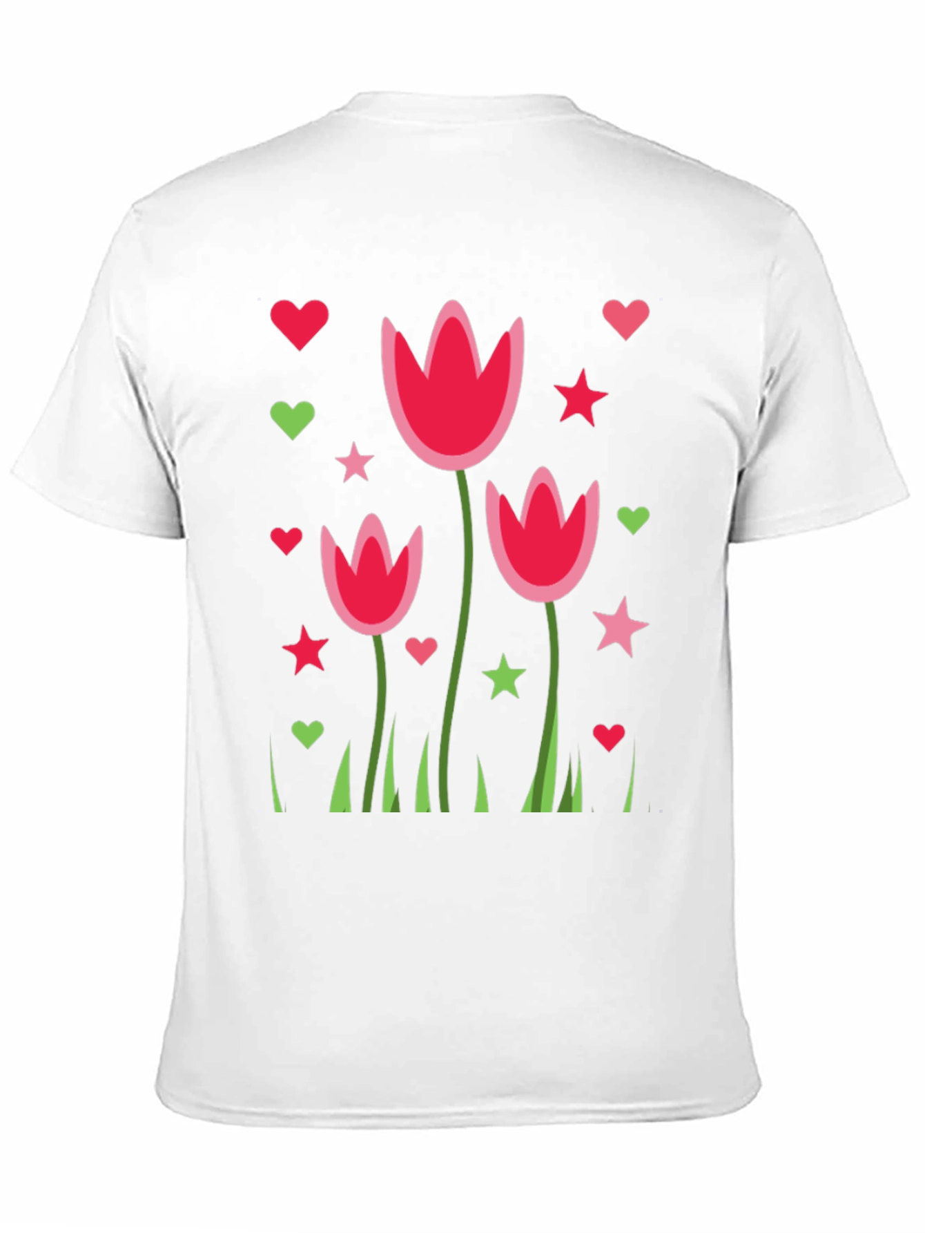 Floral Heart Star Print Black Casual T-Shirt