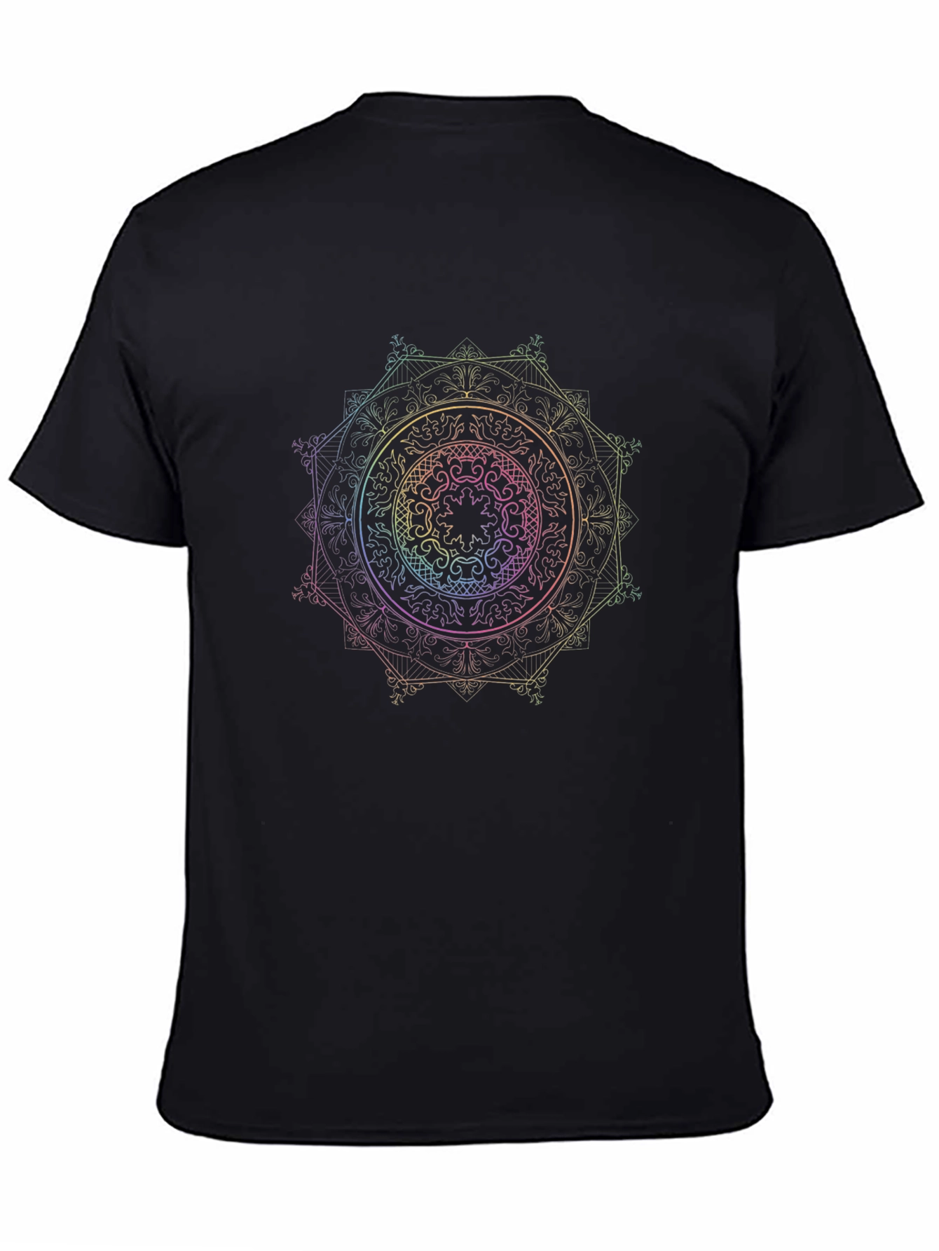 Rainbow Mandala Graphic Black T-Shirt