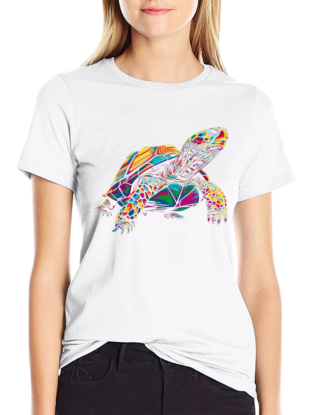 Geometric Turtle Graphic Black T-Shirt