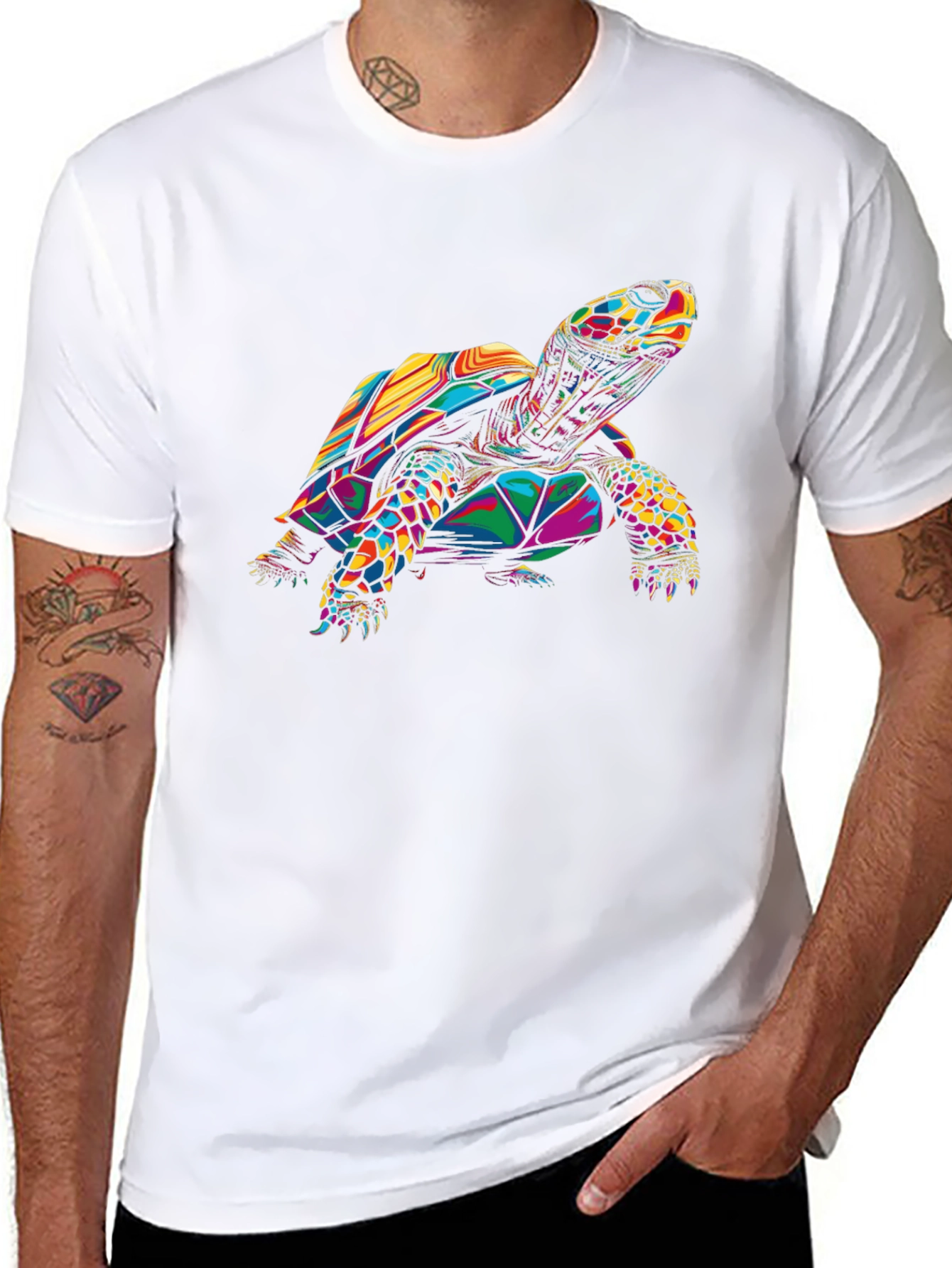 Geometric Turtle Graphic Black T-Shirt