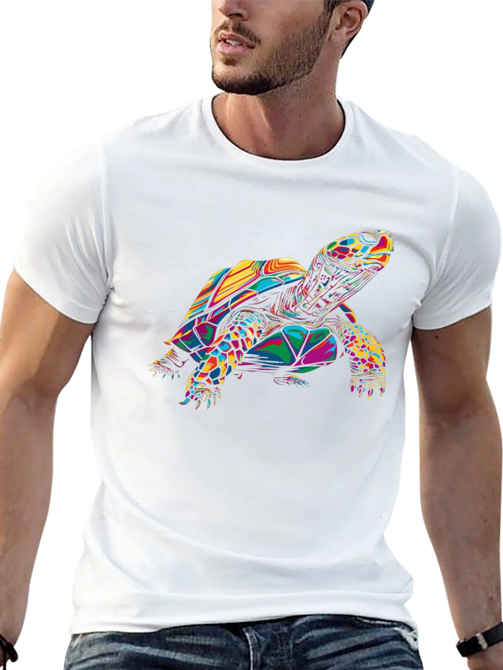 Geometric Turtle Graphic Black T-Shirt