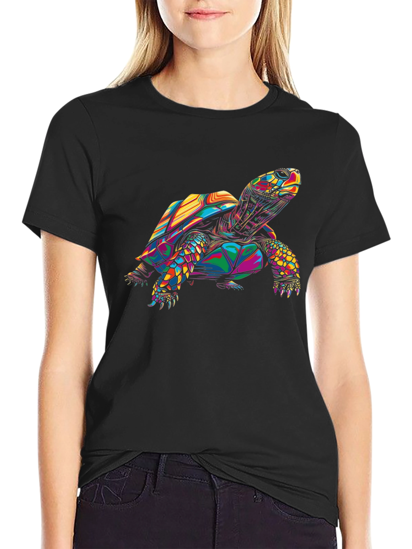 Geometric Turtle Graphic Black T-Shirt