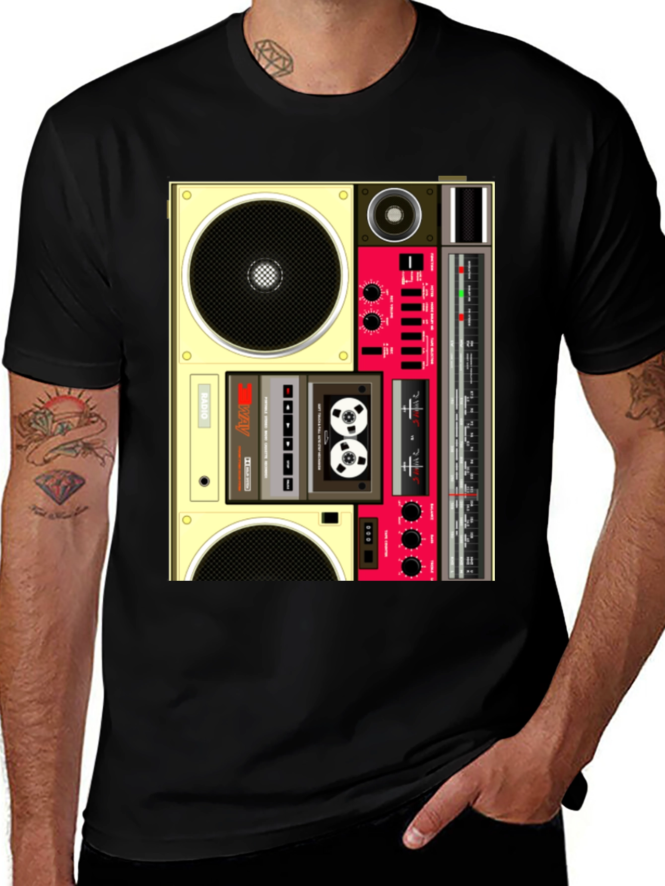 Retro Boombox Graphic Tee - Vintage Style