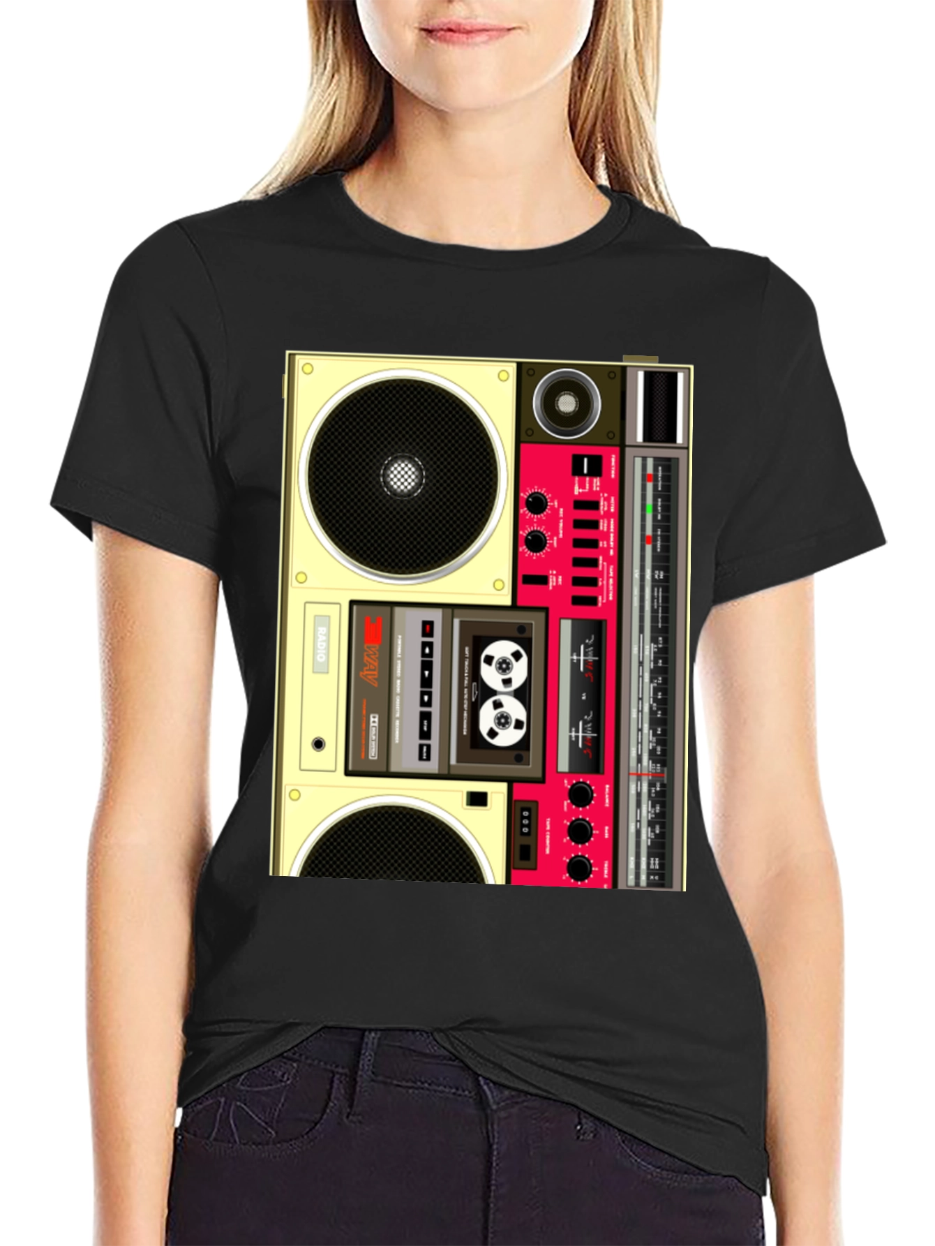 Retro Boombox Graphic Tee - Vintage Style