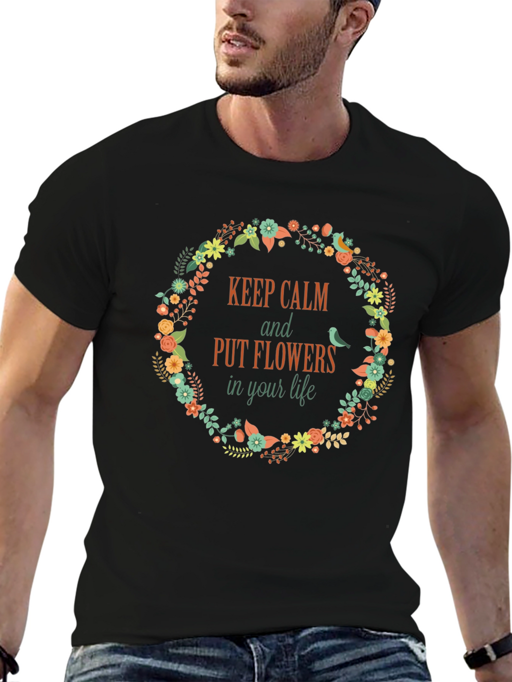 Keep Calm Flowers T-Shirt - Stylish Graphic Tee