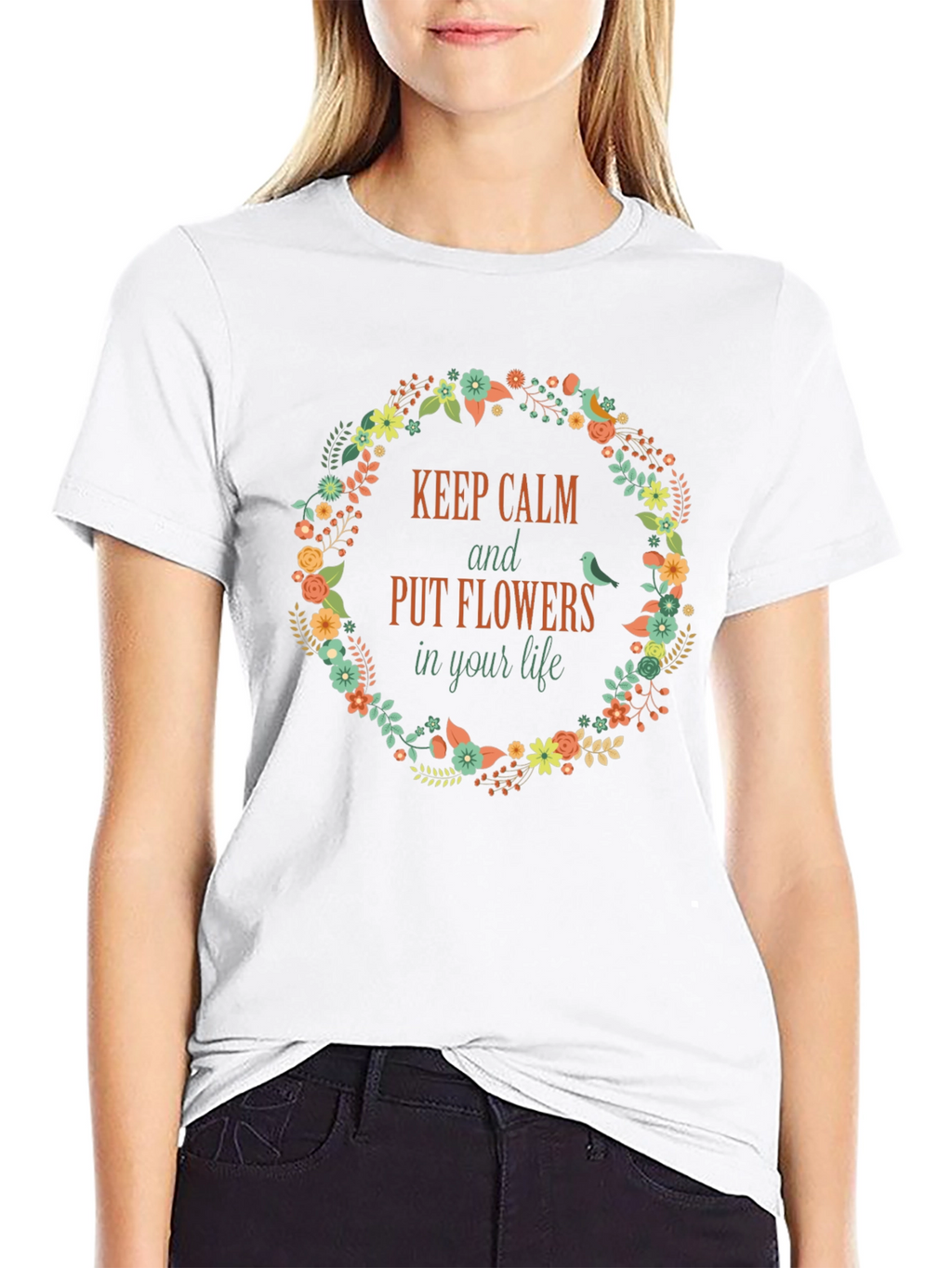 Keep Calm Flowers T-Shirt - Stylish Graphic Tee