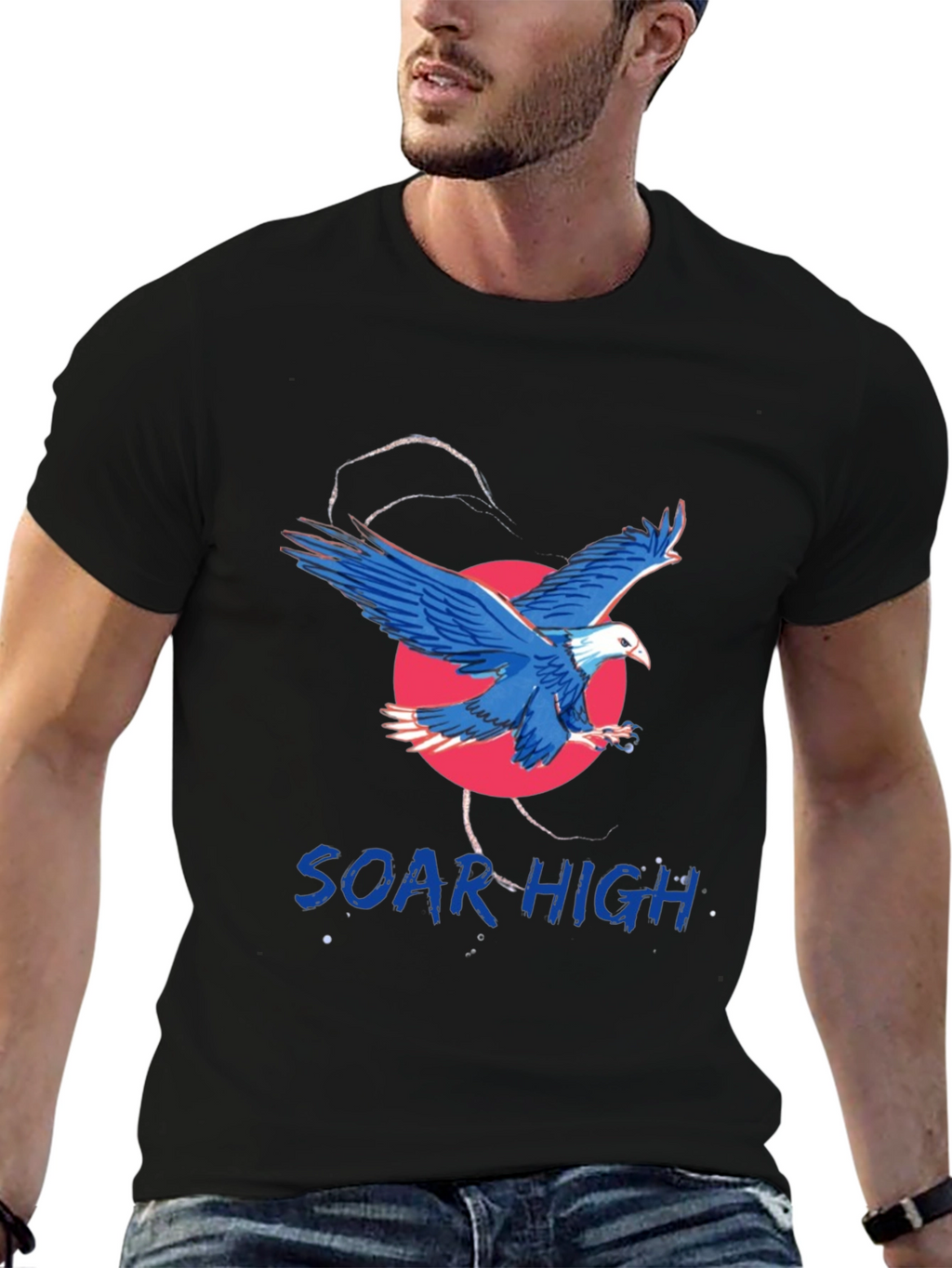 Soar High Eagle Graphic Tee - Black
