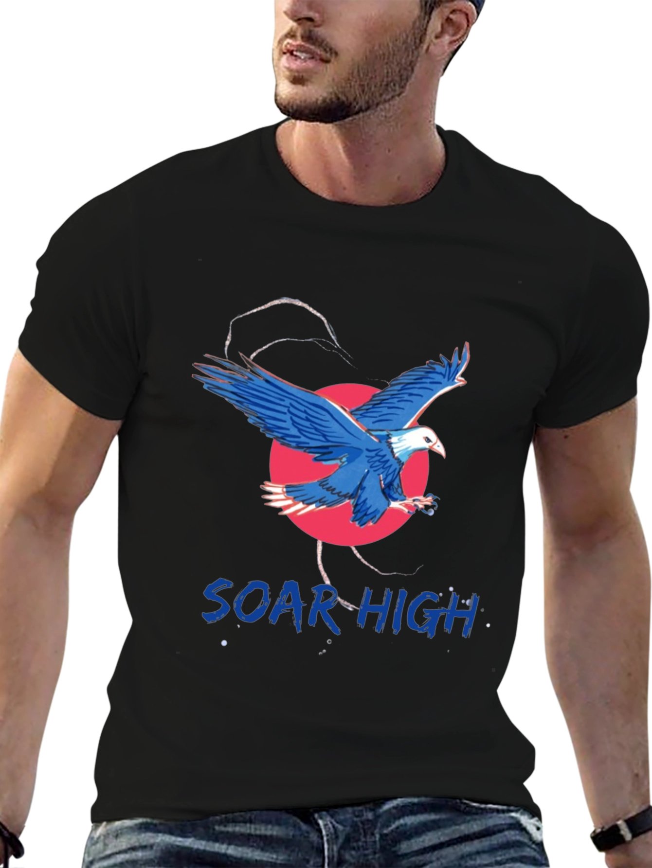 Soar High Eagle Graphic Tee - Black