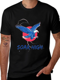 Soar High Eagle Graphic Tee - Black