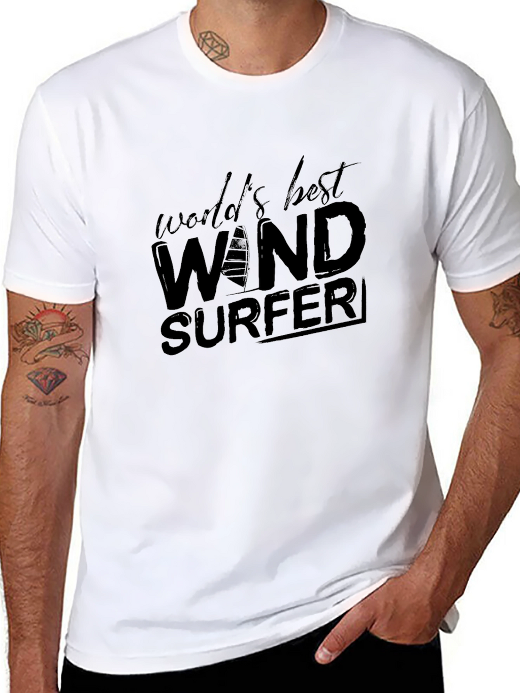 Worlds Best Windsurfer Black Graphic Tee