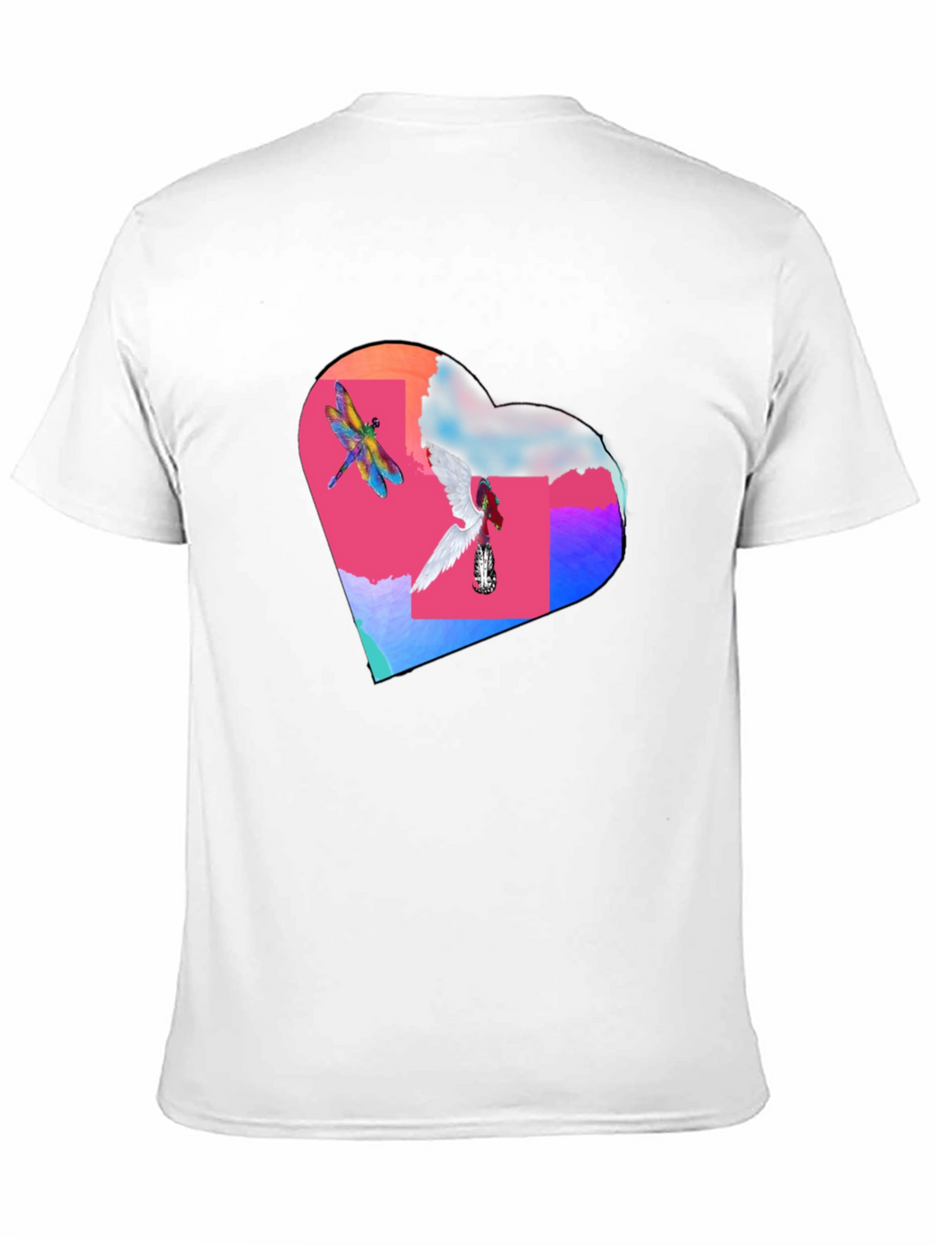 Dragonfly Angel Heart Graphic Black T-Shirt