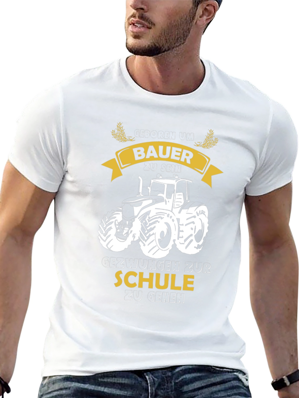 Farmer Born T-Shirt - Tractor Design